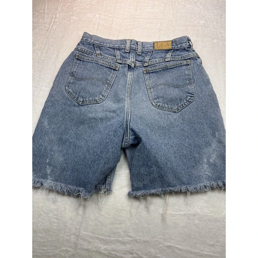 Vintage LEE Shorts 14 High Waist Light Wash Jean Denim Mom Made In USA 80's
